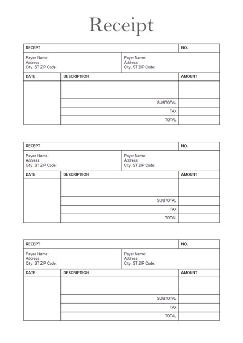 Customize a Receipt Template online .
